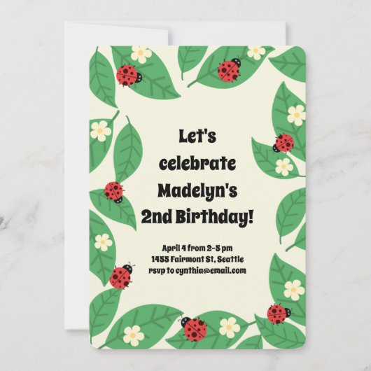 Little Ladybugs Kinderverjaardagsfeestje Kaart (Voorkant)