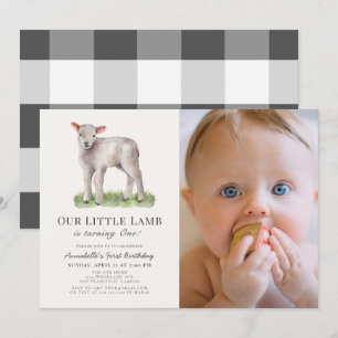 Little Lamb 1st Birthday Foto Kaart