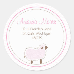 Little Lamb Adreslabel Ronde Sticker