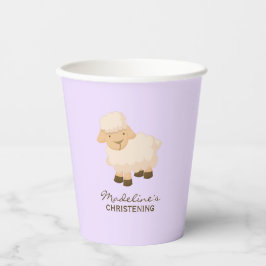 Little Lamb Baby Meisje Doop Papieren Bekers