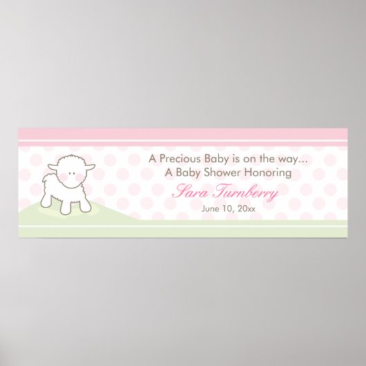 Little Lamb Baby shower Banner | Meisje Poster (Voorkant)