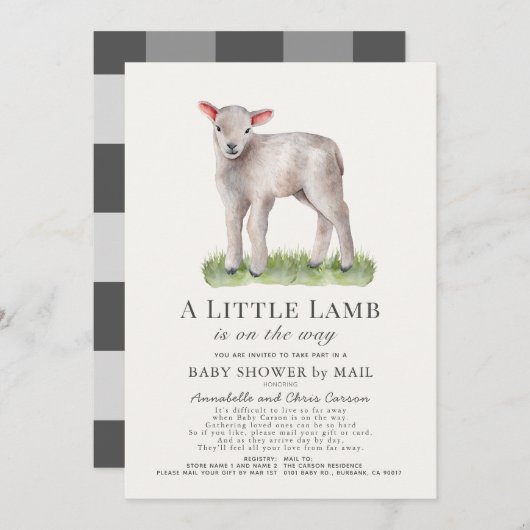 Little Lamb Baby shower by Mail Kaart (Voorkant / Achterkant)