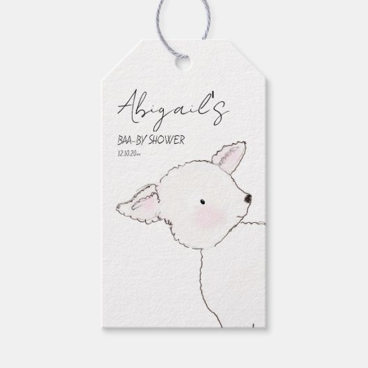 Little Lamb Baby shower Cadeaulabel (Voorkant)