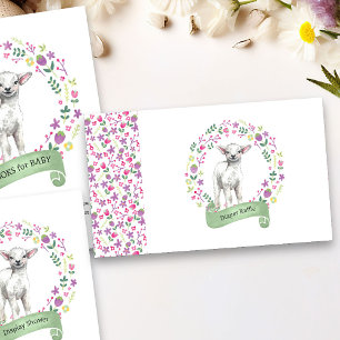 Little Lamb Baby shower Diaper Raffle Floral Informatiekaartje