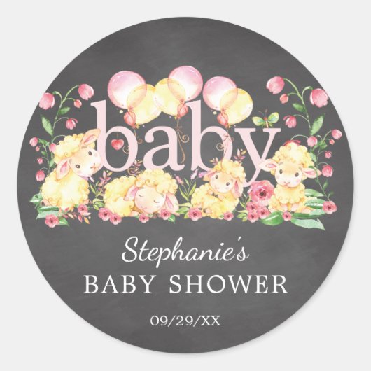 Little Lamb Baby shower Favor Sticker (Voorkant)