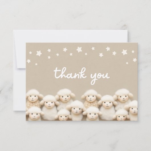 Little Lamb Baby shower Flat Dank u kaart (Voorkant)
