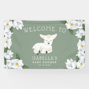 Little Lamb Baby shower Floral Welcome Spandoek