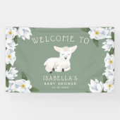 Little Lamb Baby shower Floral Welkom Spandoek (Horizontaal)