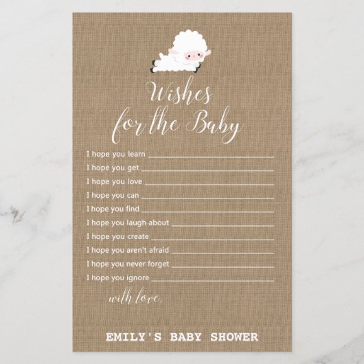 Little Lamb Baby shower Game PRINED (Voorkant)
