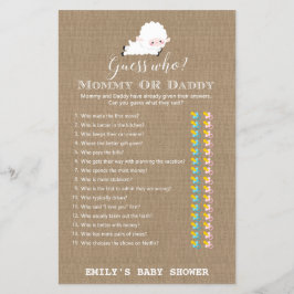 Little Lamb Baby shower Game PRINED