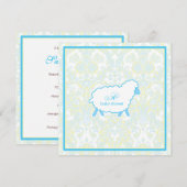 Little Lamb Baby shower Invitation | Blauw Kaart (Voorkant / Achterkant)
