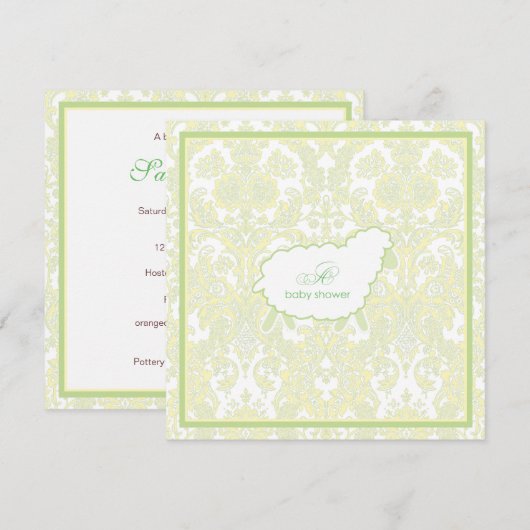 Little Lamb Baby shower Invitation | Groen Kaart (Voorkant / Achterkant)