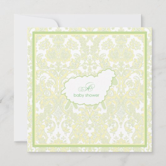 Little Lamb Baby shower Invitation | Groen Kaart (Voorkant)