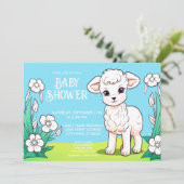 Little Lamb Baby shower Invitation Kaart (Staand voorkant)