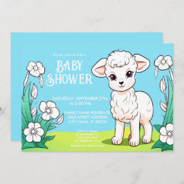 Little Lamb Baby shower Invitation Kaart