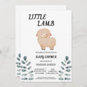 Little Lamb Baby shower Invitation Kaart (Voorkant / Achterkant)