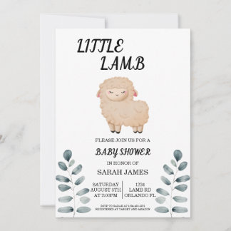 Little Lamb Baby shower Invitation Kaart