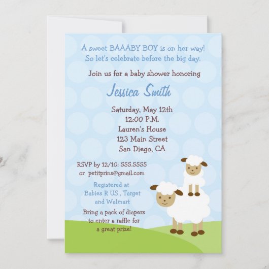 Little Lamb Baby shower Invitation Kaart (Voorkant)