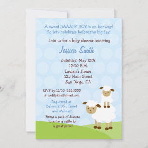 Little Lamb Baby shower Invitation Kaart