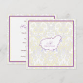 Little Lamb Baby shower Invitation | Paars Kaart (Voorkant / Achterkant)