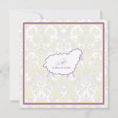 Little Lamb Baby shower Invitation | Paars Kaart (Voorkant)