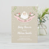 Little lamb Baby shower Invitation Pink Spring Kaart (Staand voorkant)