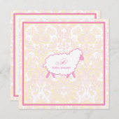 Little Lamb Baby shower Invitation | Roze Kaart (Voorkant / Achterkant)