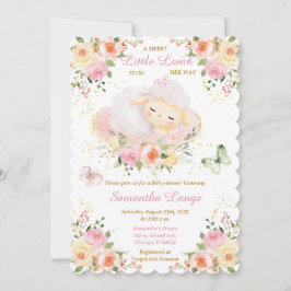 Little Lamb Baby shower Kaart