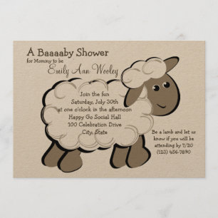 Little Lamb Baby shower Kaart