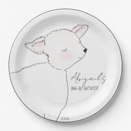 Little Lamb Baby shower Papieren Bordje (Voorkant)