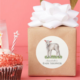 Little Lamb Baby shower Ronde Sticker