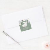 Little Lamb Baby shower Vierkante Sticker (Envelop)