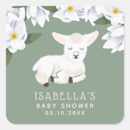 Little Lamb Baby shower Vierkante Sticker