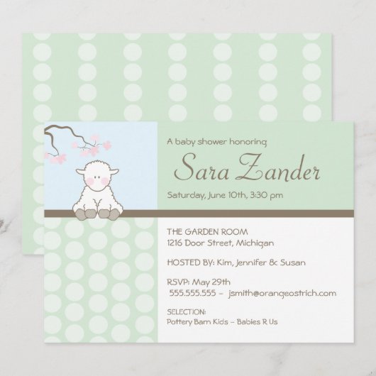 Little Lamb  | Babyschoenen Kaart (Voorkant / Achterkant)