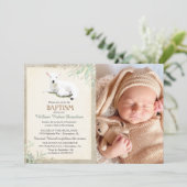 Little Lamb Baptisme Foto uitnodiging (Staand voorkant)