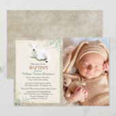 Little Lamb Baptisme Foto uitnodiging (Voorkant / Achterkant)