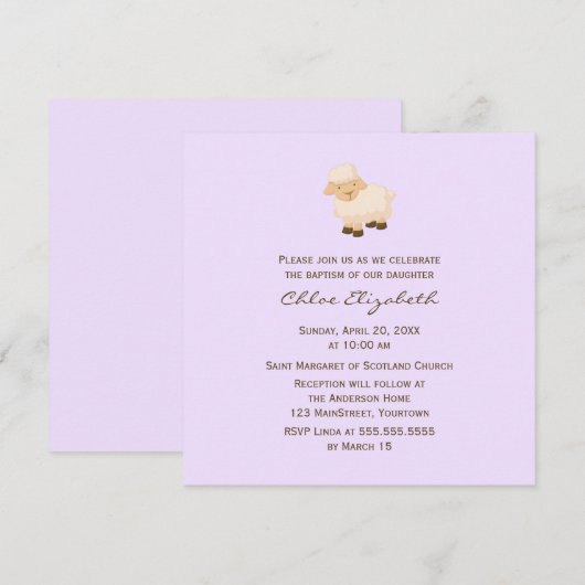 Little Lamb Baptisme Kaart (Voorkant / Achterkant)