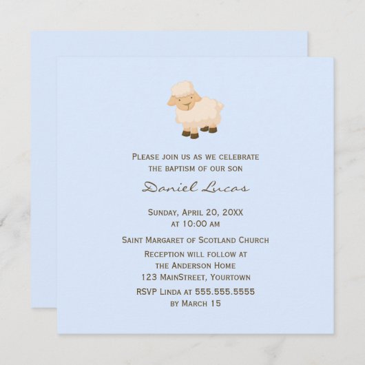 Little Lamb Baptisme Kaart (Voorkant / Achterkant)