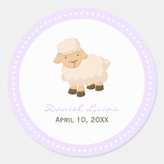 Little Lamb Baptisme Ronde Sticker (Voorkant)