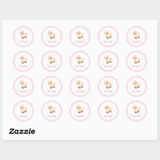 Little Lamb Baptisme Ronde Sticker (Vel)