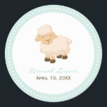Little Lamb Baptisme Ronde Sticker<br><div class="desc">Kunstwerk © JW Ontwerp</div>