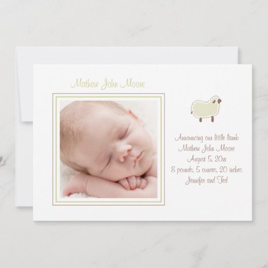 Little Lamb Birth Announement Aankondiging (Voorkant)
