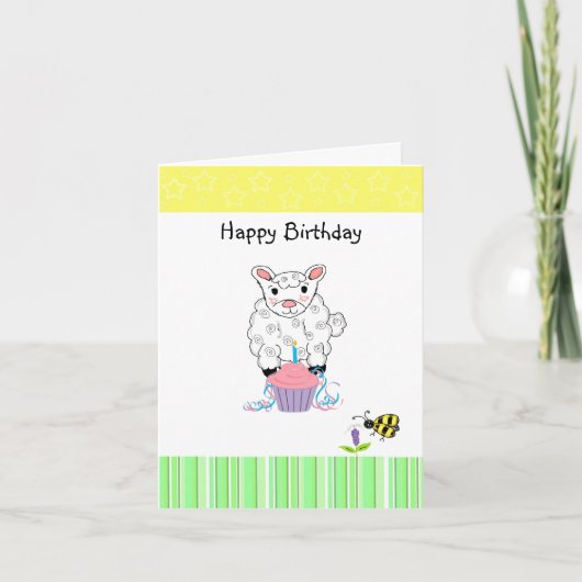 Little Lamb Birthday Kaart (Voorkant)
