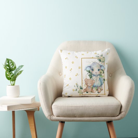 Little Lamb | Blauw Baby shower of kwekerij Decor Kussen (Stoel)