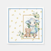 Little Lamb | Blauw Baby showers servet (Voorkant)