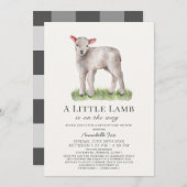Little Lamb Drive-by Baby shower Invitation Kaart (Voorkant / Achterkant)