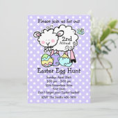 Little Lamb Easter Egg Hunt Invitation (pd) Kaart (Staand voorkant)