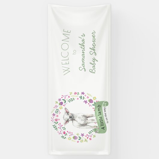 Little Lamb en  Flowers Spring Baby shower Spandoek (Verticaal)