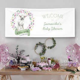 Little Lamb en Flowers Spring Baby shower Spandoek