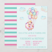 Little Lamb First Birthday Party Kaart (Voorkant / Achterkant)